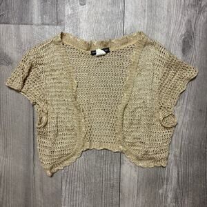 Vintage Y2K Crochet Shrug Cropped Sweater Size Medium Womens